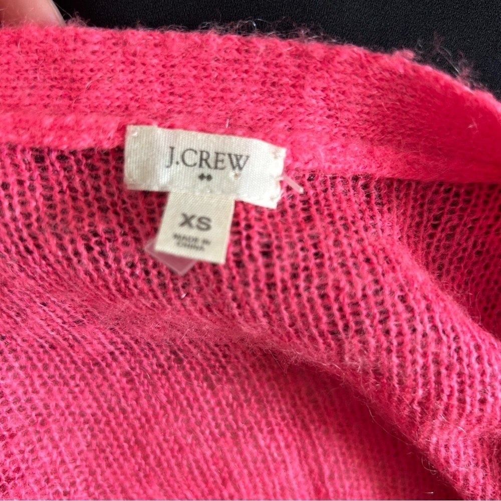 J. Crew Neon Pink Mohair Blend Cardigan Sweater XS - Picture 5 of 6
